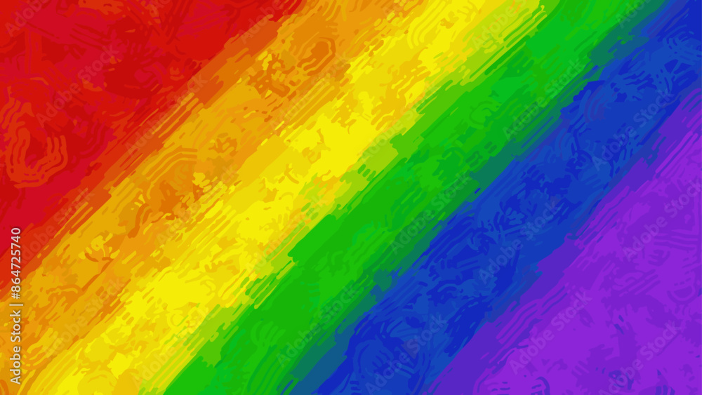 Obraz premium Liquid stylized textured LGBT flag. Vector background for Pride Month. Rainbow with 6 colors