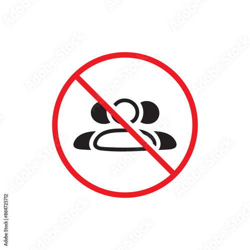 no crowd sign. public access restriction icon 