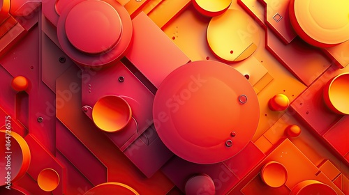 Abstract Geometric Red and Orange photo