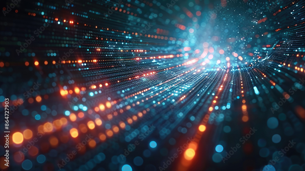 Fototapeta premium Abstract dark digital dynamic background