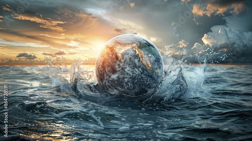 "Illustration Depicting Climate Change Impact, Highlighting Environmental Issues and Global Warming Effects"