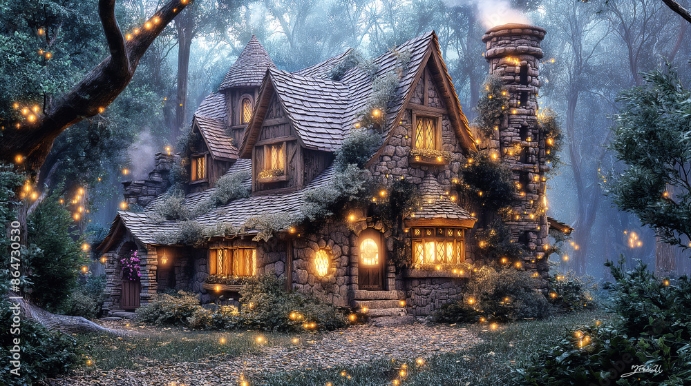 Obraz premium Mystical Woodland Village 3