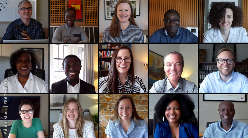 Global professionals are discussing policy changes via video call. Global professionals are discussing policy changes via video call.