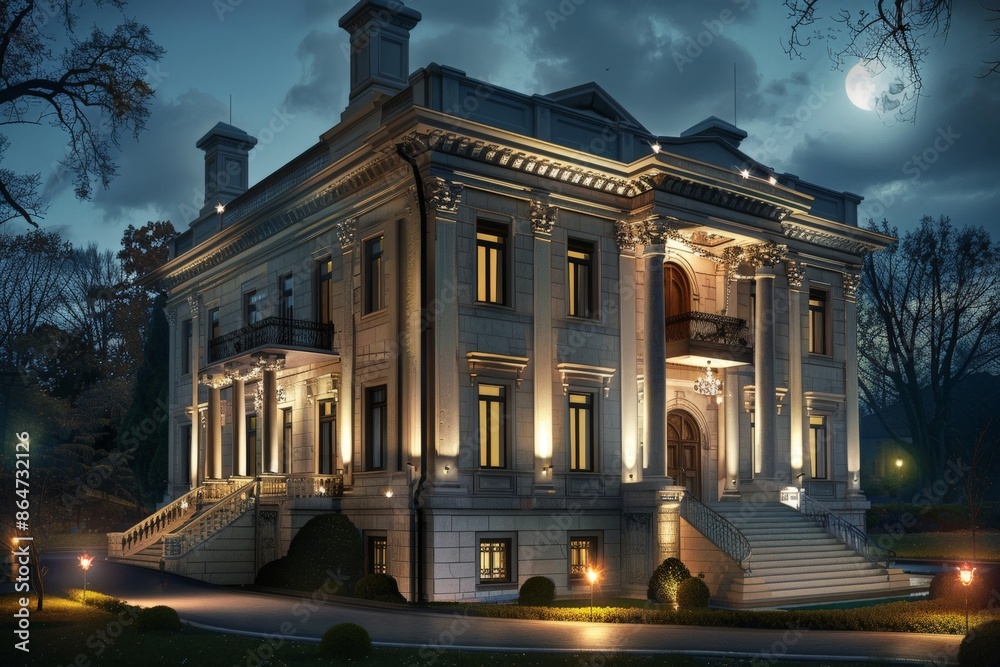 Obraz premium elegant building white stone old mansion