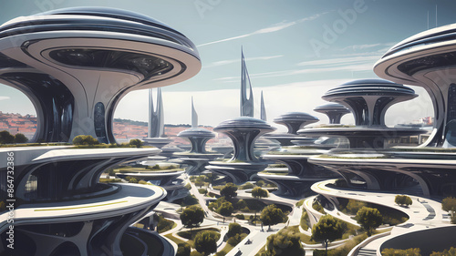 Futuristic Portuguese city photo