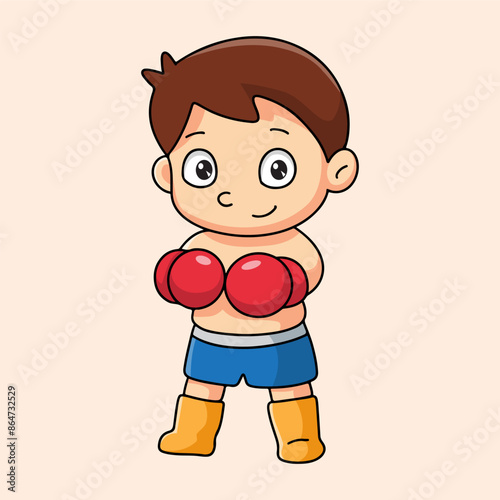 Cute little boy boxer cartoon