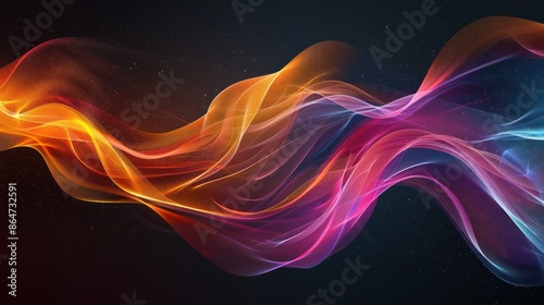 A colorful wave of light with a dark background