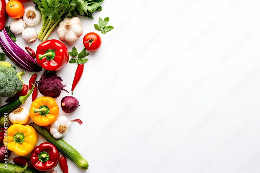 Colorful Vegetables Arranged in a Frame on White Background Colorful Vegetables Arranged in a Frame on White Background