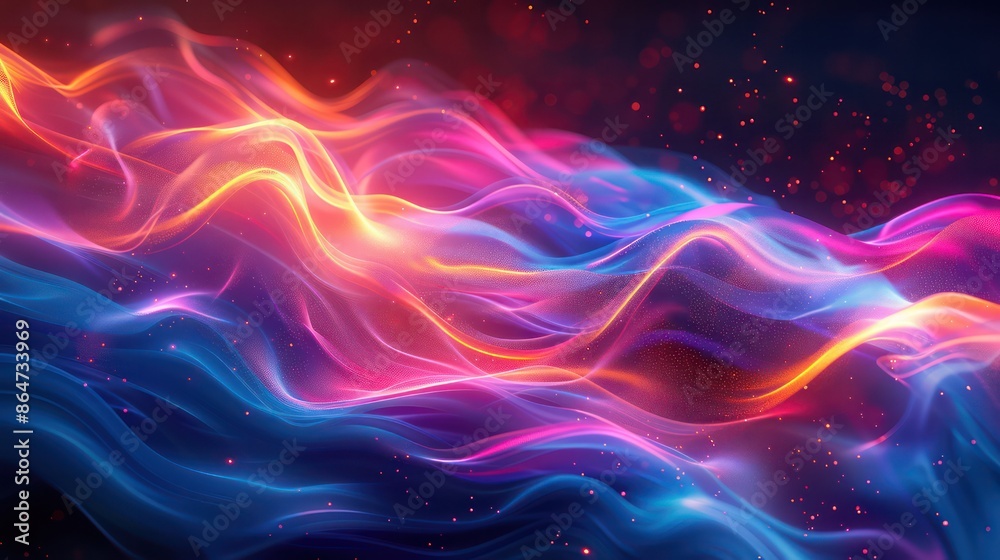 A colorful, swirling line of light with a blue and red section A colorful, swirling line of light with a blue and red section