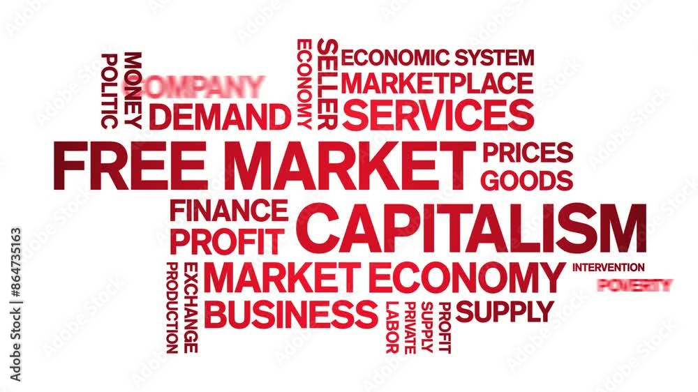 Free Market Capitalism animated word cloud;text design animation tag kinetic typography seamless loop. Free Market Capitalism animated word cloud;text design animation tag kinetic typography seamless loop.