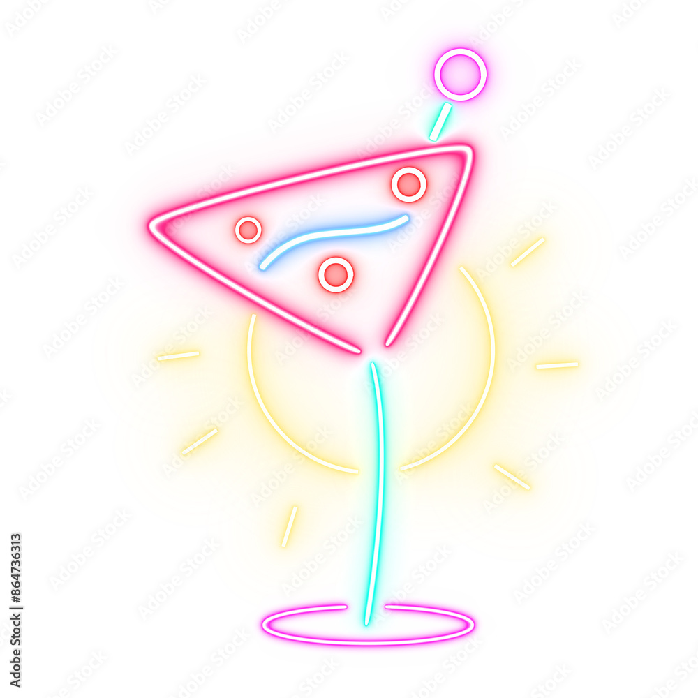 Retro bar glowing neon sign style 90s