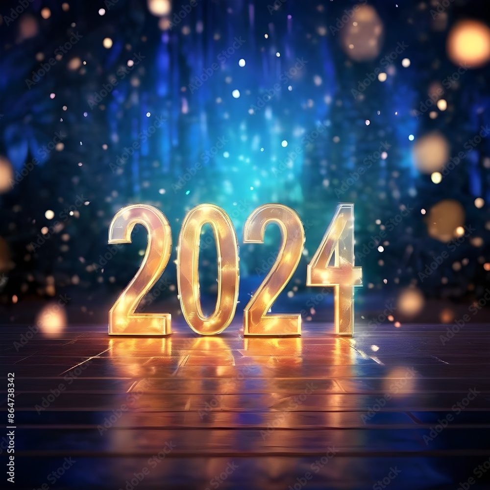 Festive and vibrant illustration of the year 2024 in glowing lights ideal for New Year celebrations and holiday-themed designs Festive and vibrant illustration of the year 2024 in glowing lights ideal for New Year celebrations and holiday-themed designs