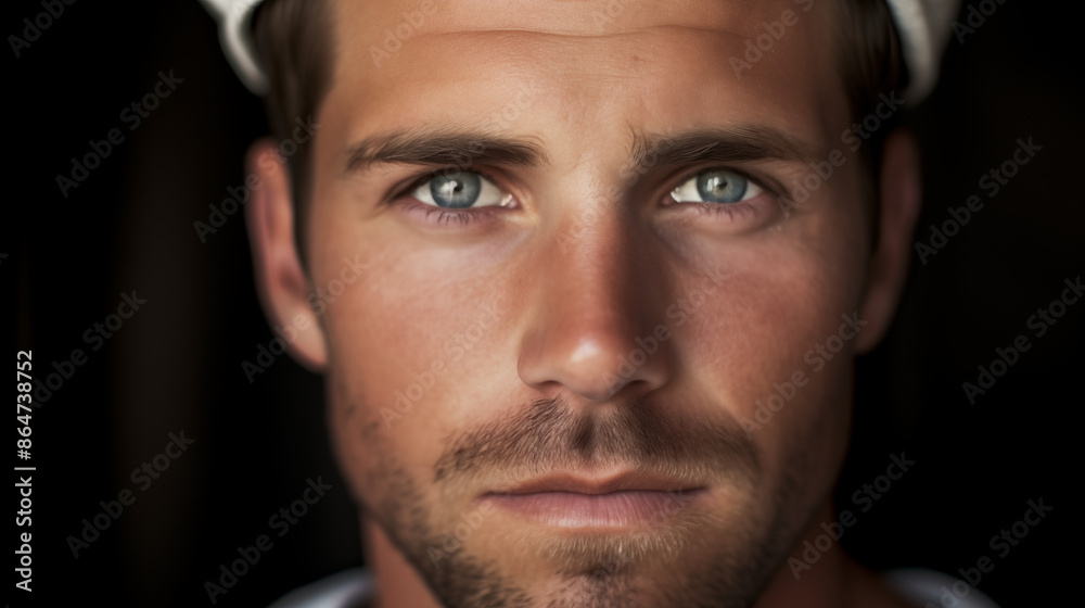 Fototapeta premium Male Face and Eyes Closeup