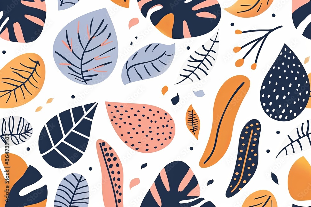 abstract doodle style tropical leaves abstract doodle style tropical leaves
