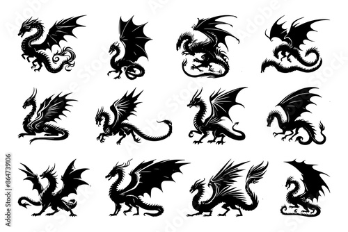 Wallpaper Mural Dragon silhouettes Torontodigital.ca
