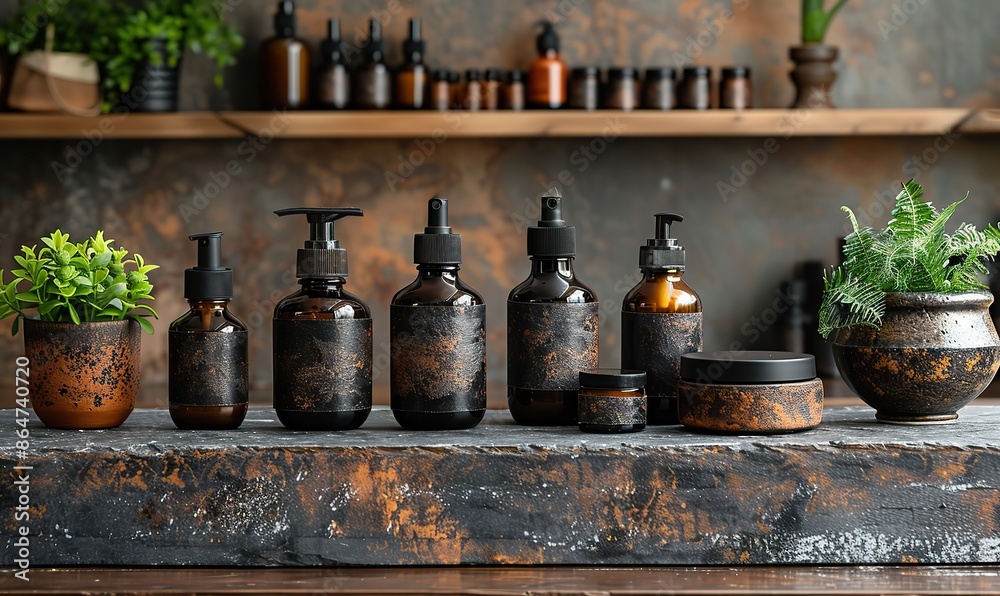 set of male skin care beauty products on stone table spa cosmetics for men design branding.illustration set of male skin care beauty products on stone table spa cosmetics for men design branding.illustration