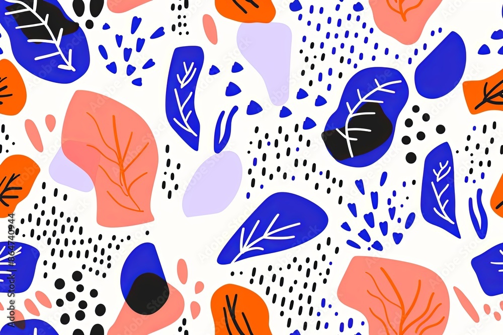 abstract doodle style tropical leaves