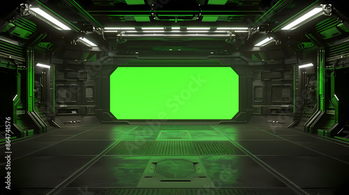 Fototapeta Naklejka Na Ścianę i Meble -  There is a green screen in the room