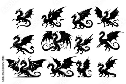 Wallpaper Mural Dragon silhouettes Torontodigital.ca