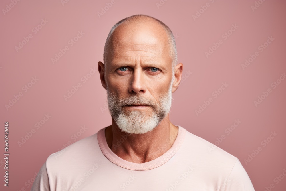 Portrait of mature man with white beard. Isolated on pink background. Portrait of mature man with white beard. Isolated on pink background.
