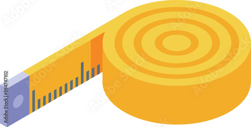 Yellow measuring tape showing centimeters in isometric view