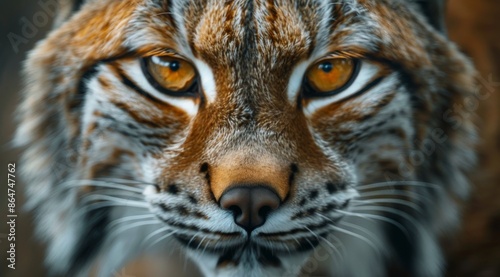 Close-Up View of a Lynxs Eyes and Nose in the Wild