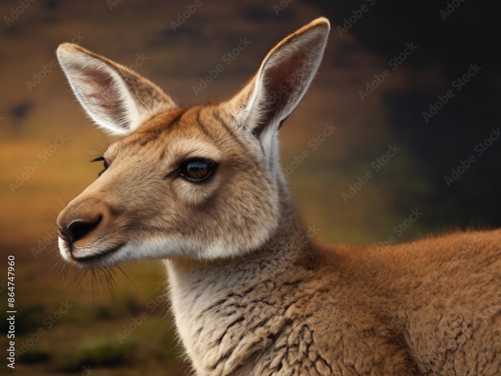 Fototapeta premium close-up, аustralian kangaroo in the background of nature