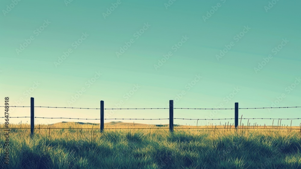 A basic electric fence depicted with clean lines, set against a simple background to highlight its functionality. A basic electric fence depicted with clean lines, set against a simple background to highlight its functionality.