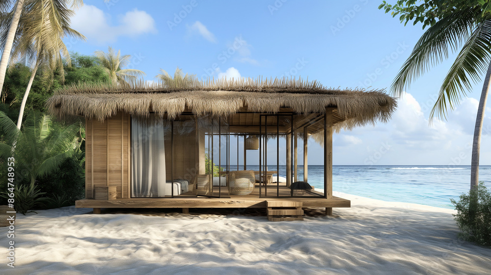 Fototapeta premium Minimal Beach Cabana Ocean View