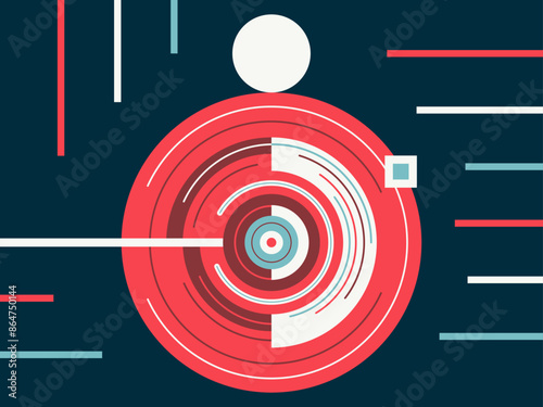 Various geometric shapes with an abstract illustration. Futuristic vector background.