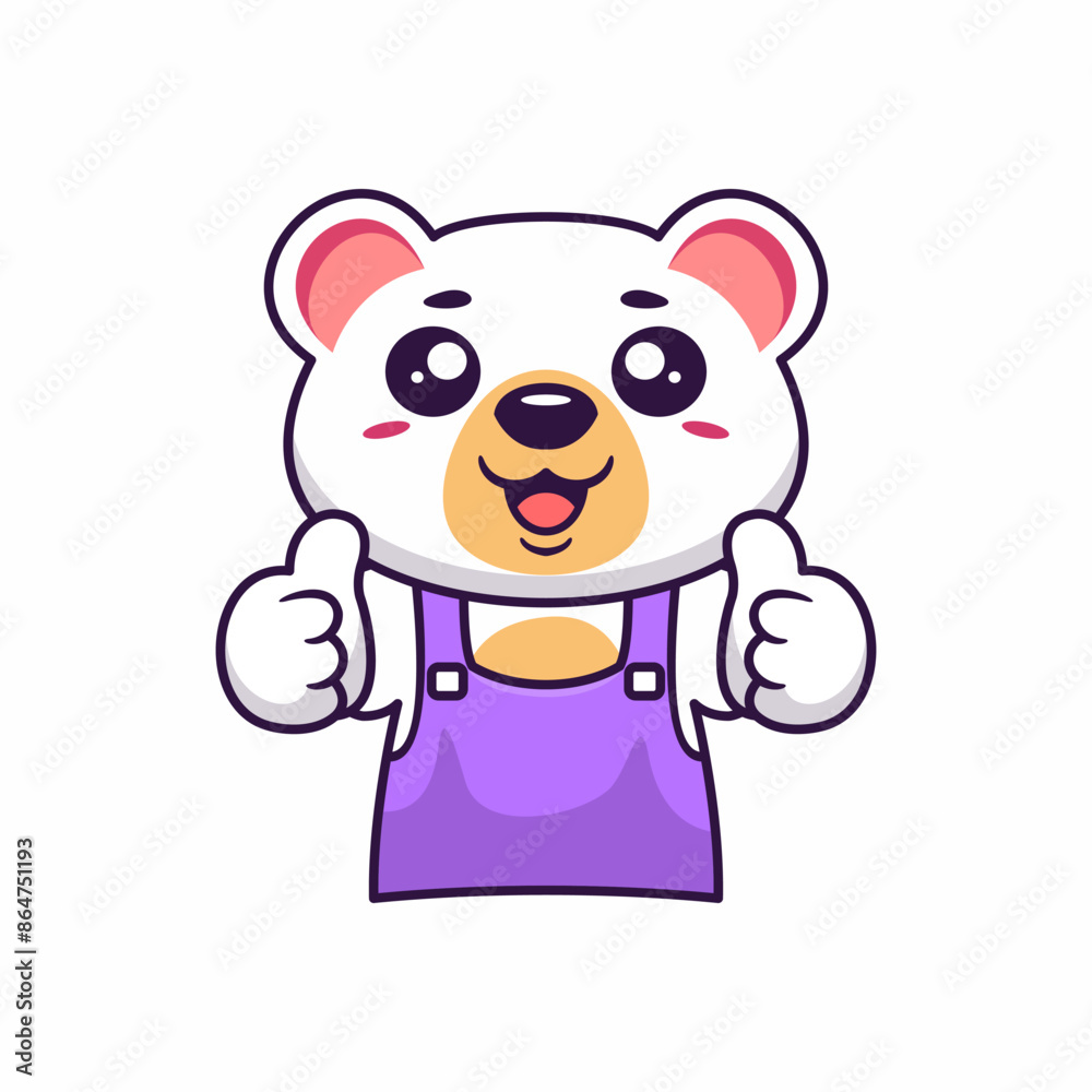 Cute polar bear barista thumbs up hand hand drawn illustration cartoon kawaii Cute polar bear barista thumbs up hand hand drawn illustration cartoon kawaii