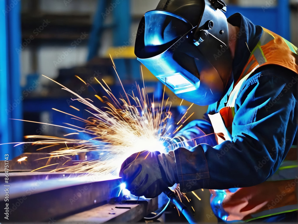 Working in Industrial Workshop (Sparks & Blue Arc) Working in Industrial Workshop (Sparks & Blue Arc)