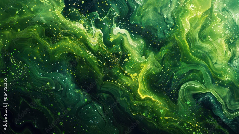 A green, swirling mass of paint with a lot of glitter A green, swirling mass of paint with a lot of glitter