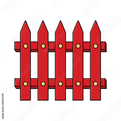 red wooden fence isolated