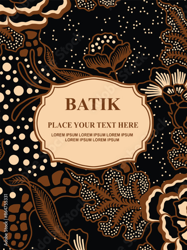 Luxurious and elegant vector Javanese ethnic batik pattern template for, invitations, book cover, printing needs
