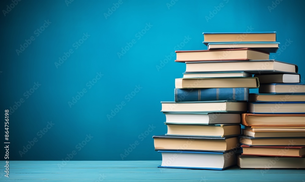Stack of Books on a Blue Background Stack of Books on a Blue Background