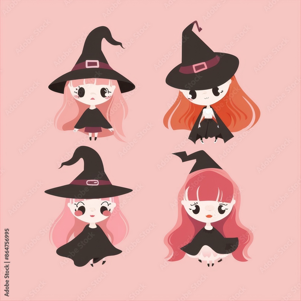 Set of cartoon funny stickers for the Halloween holiday Set of cartoon funny stickers for the Halloween holiday
