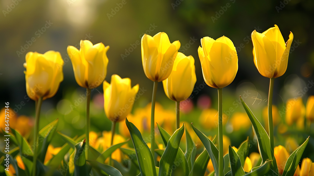 Spring holidays start with lovely yellow tulips perfect for greeting cards Spring holidays start with lovely yellow tulips perfect for greeting cards