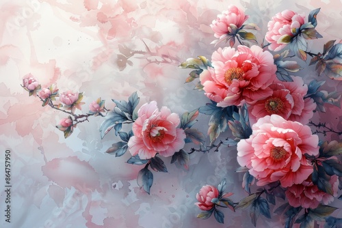 Wild rose, watercolor, background