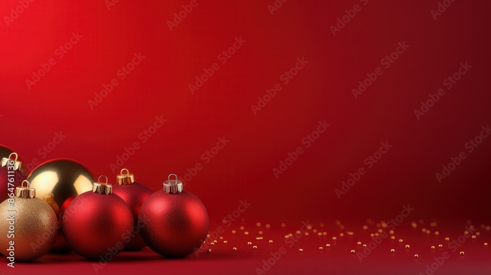 Christmas Ornaments on Red Background Christmas Ornaments on Red Background