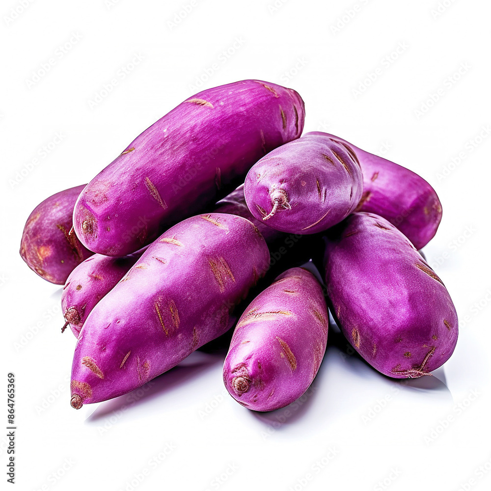 Purple Colored Sweet Potatoes on White background Purple Colored Sweet Potatoes on White background