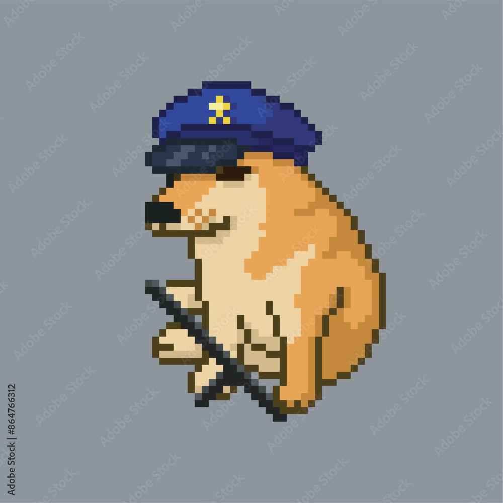 Fototapeta premium Police dog, pixel art meme