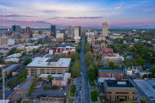 Wallpaper Mural Downtown cityscape of Salt Lake City at sunrise, Utah, United States of America. Torontodigital.ca