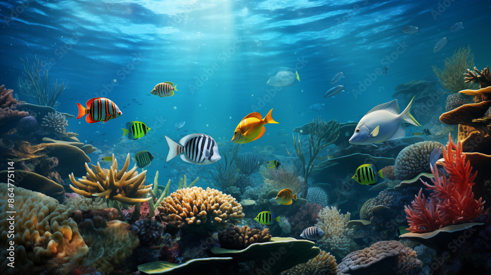 Fish swimming gracefully in the beautiful sea. Fish swimming gracefully in the beautiful sea.