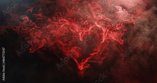 Red Smoke Heart Shape Abstract Photography
