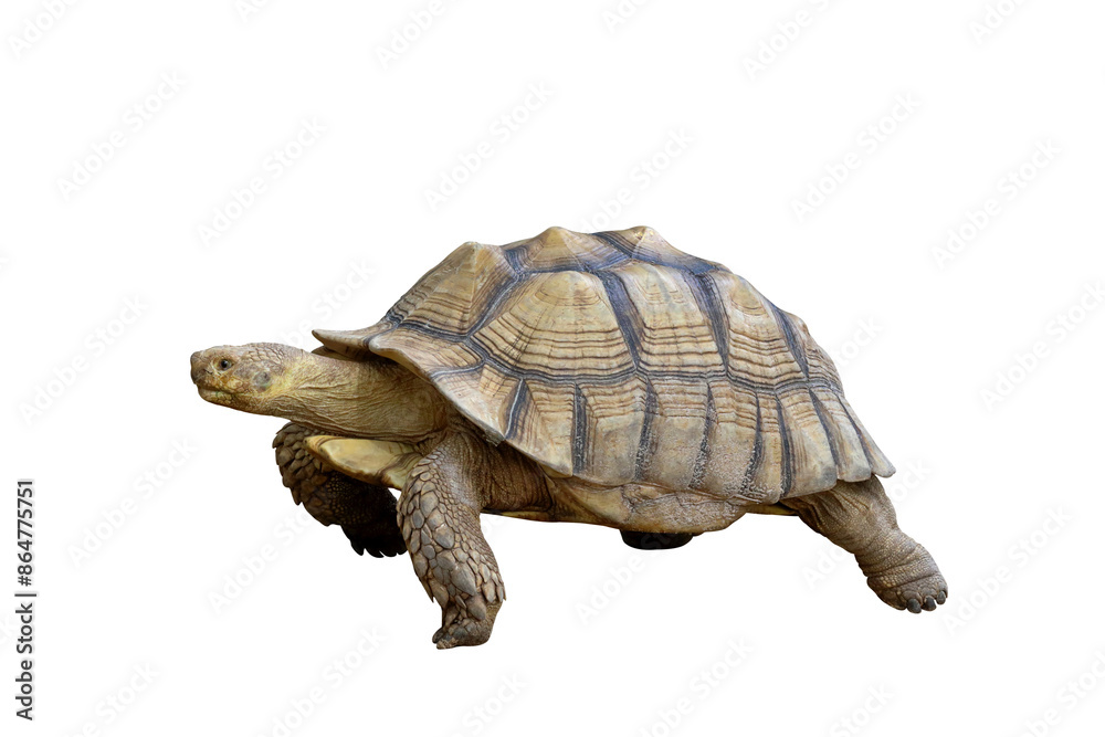Obraz premium Sulcata tortoise isolated on transparent background png file