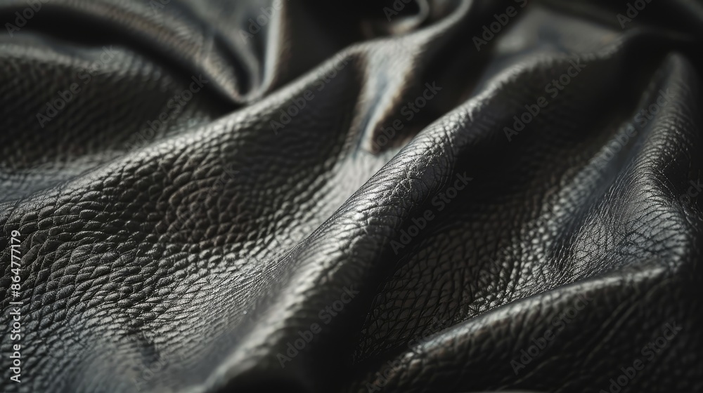 Naklejka premium Black leather pattern. Top view.