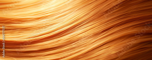 Close-up view of silky, flowing strands of red-orange hair highlighting the texture and vibrant color, perfect for beauty and haircare themes.