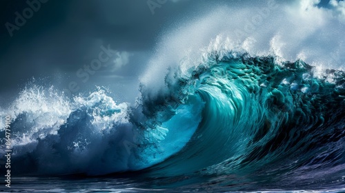 crashing huge waves in the ocean