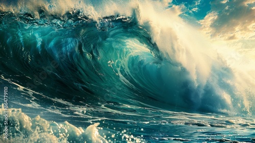 crashing huge waves in the ocean